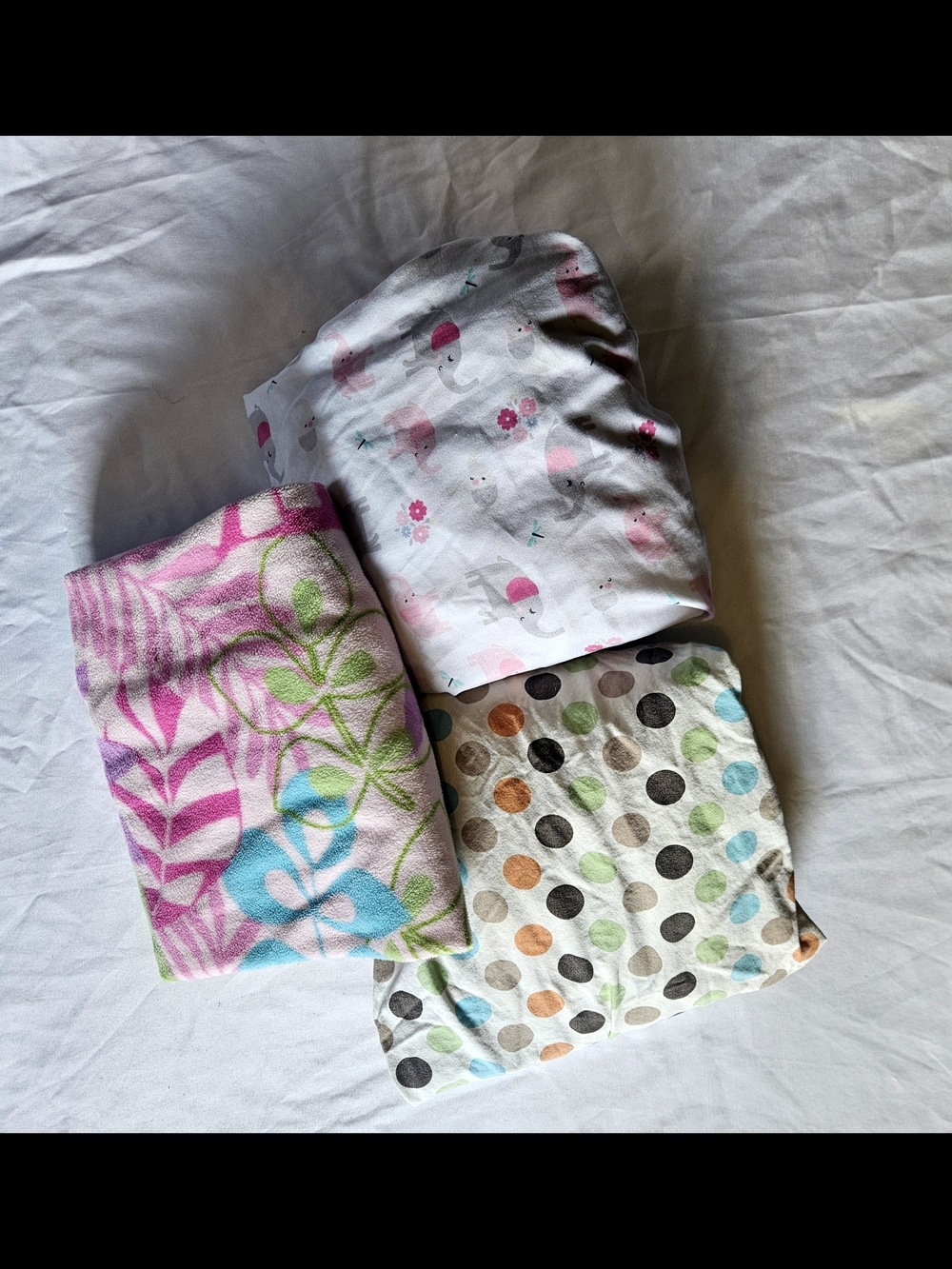 Girls Crib Sheets (Three), Blanket, And Swaddle